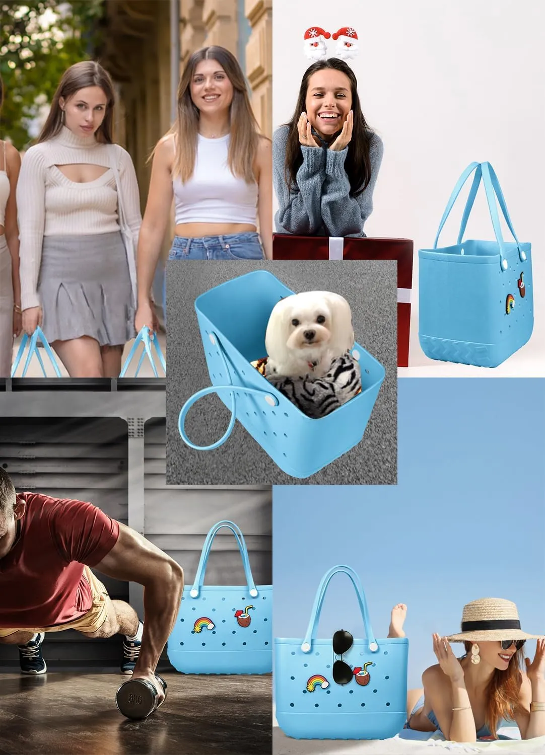 Beach Bag Rubber Tote Bag Waterproof Travel Bags for Women Washable Tote Bag Handbag for Sports Beach Market Pool