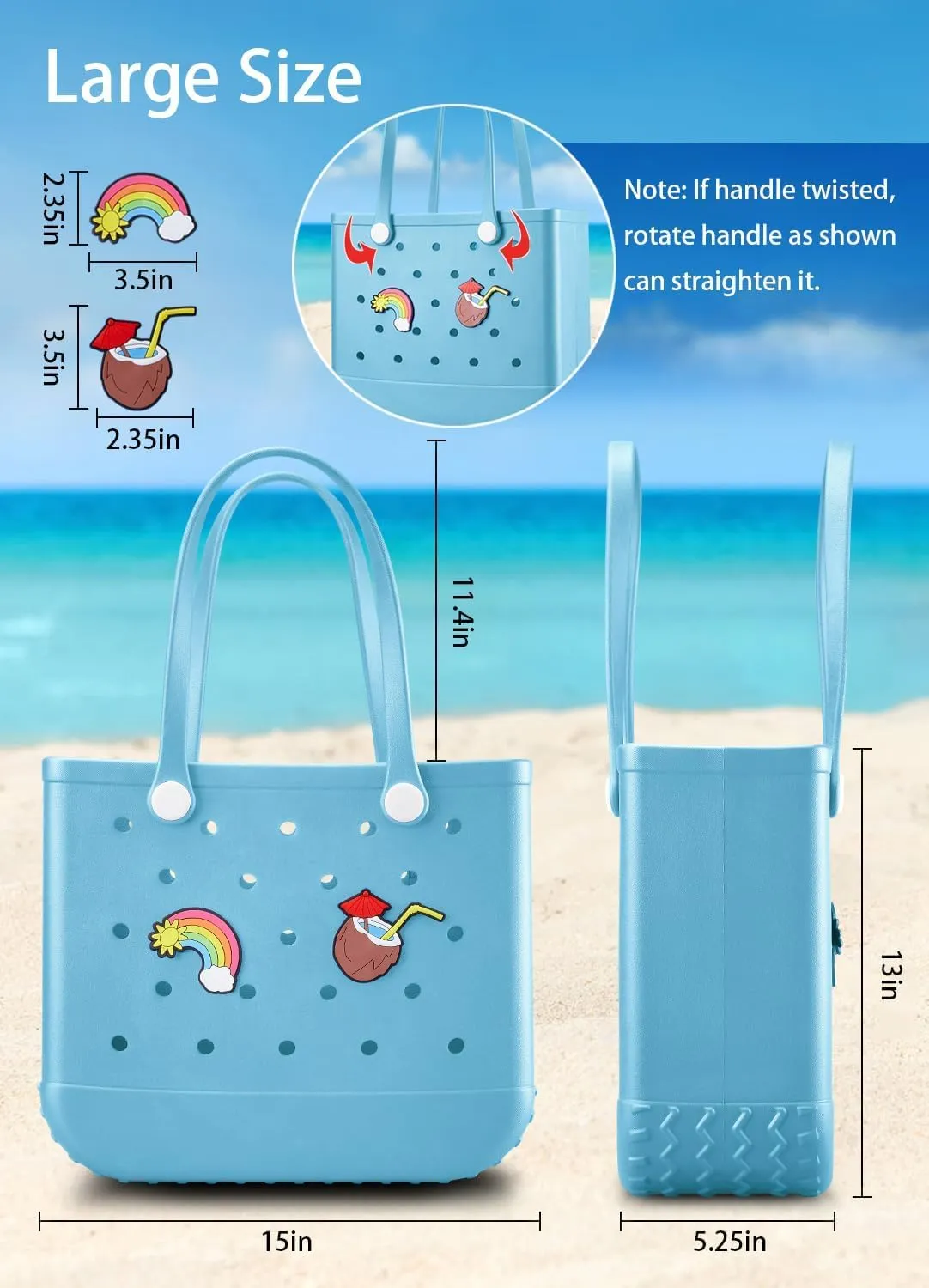 Beach Bag Rubber Tote Bag Waterproof Travel Bags for Women Washable Tote Bag Handbag for Sports Beach Market Pool