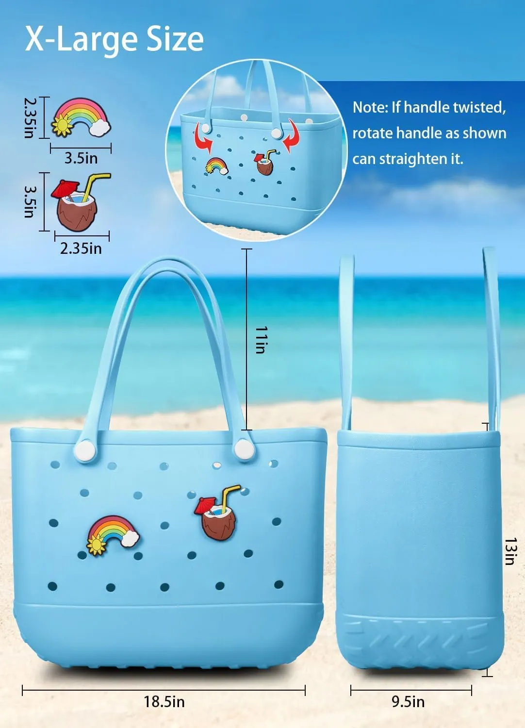 Beach Bag Rubber Tote Bag Waterproof Travel Bags for Women Washable Tote Bag Handbag for Sports Beach Market Pool