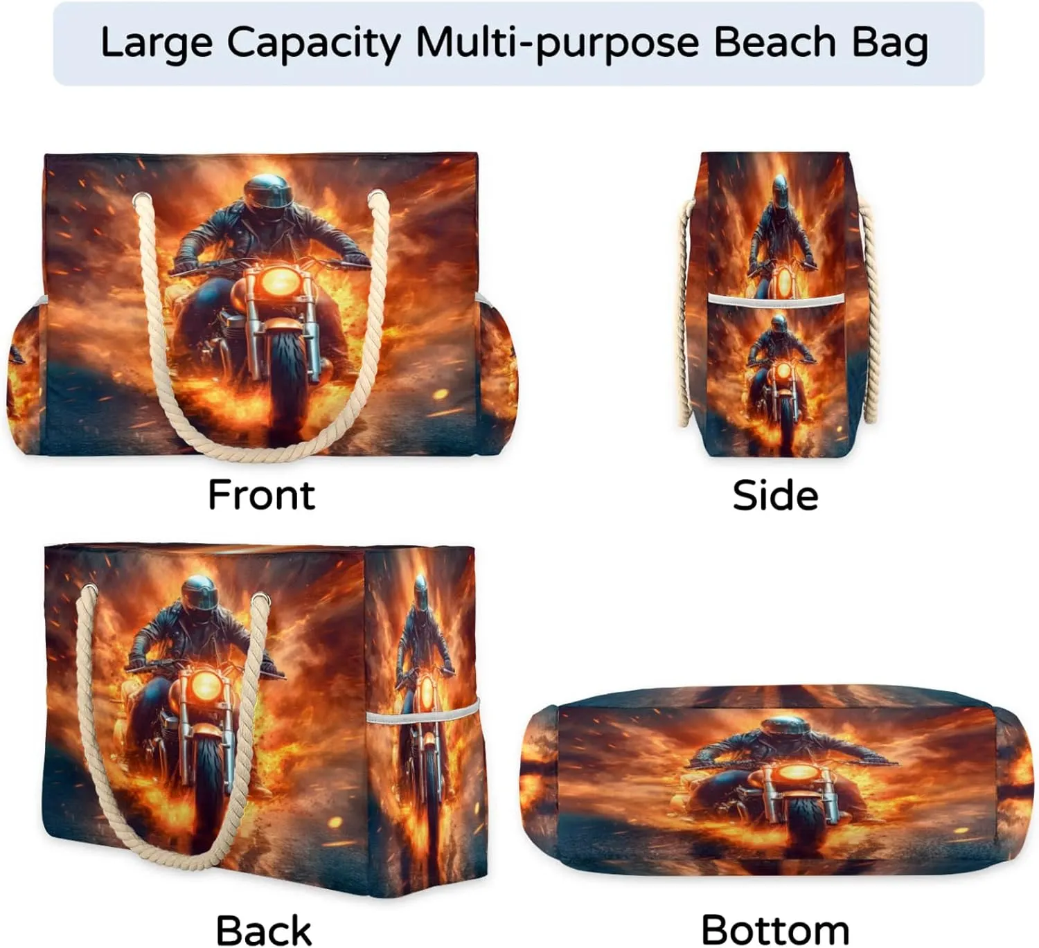 Beach Bags for Women and Men Extra Large Waterproof Sandproof Zipper Travel Tote Bag