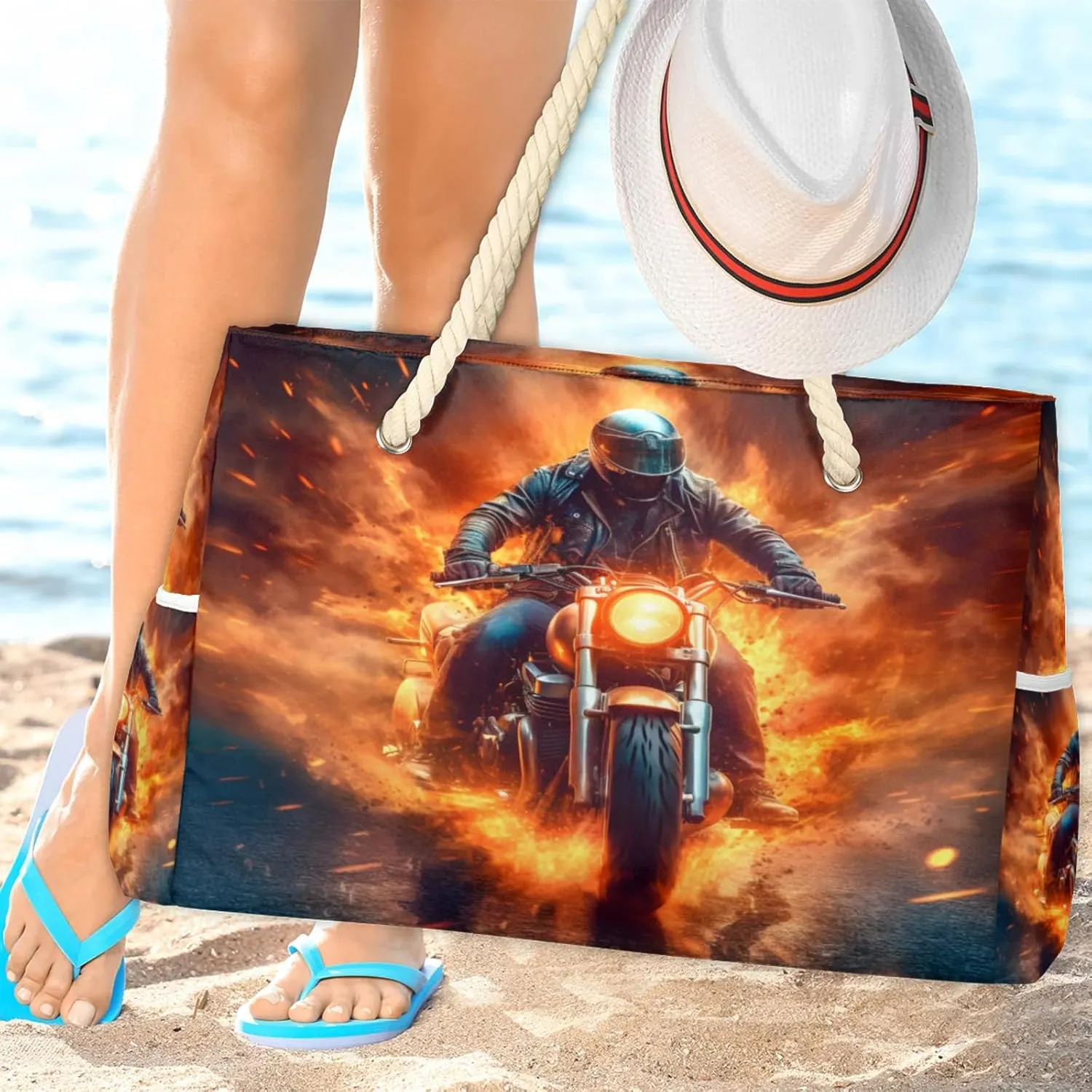 Beach Bags for Women and Men Extra Large Waterproof Sandproof Zipper Travel Tote Bag