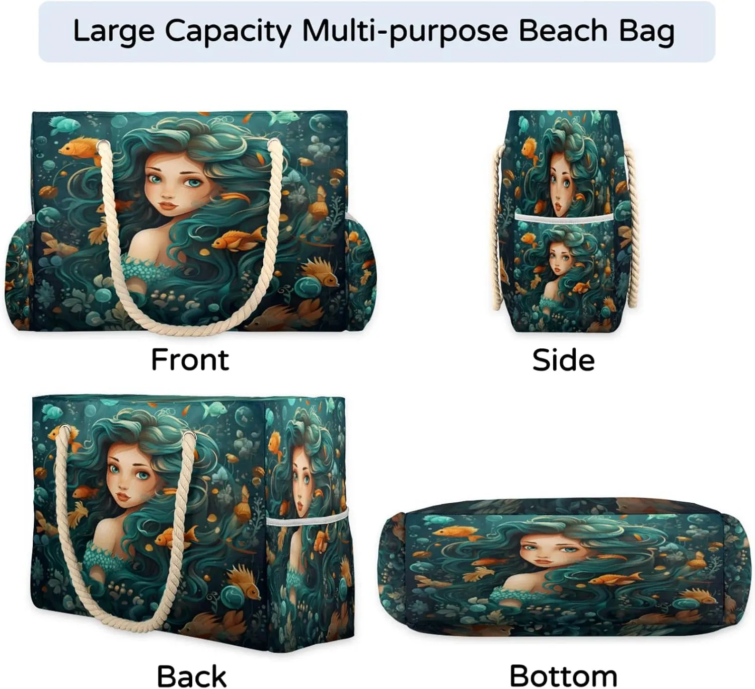 Beach Bags for Women Large Beach Tote Bag, Waterproof Sandproof Swim Pool Bag with Zipper