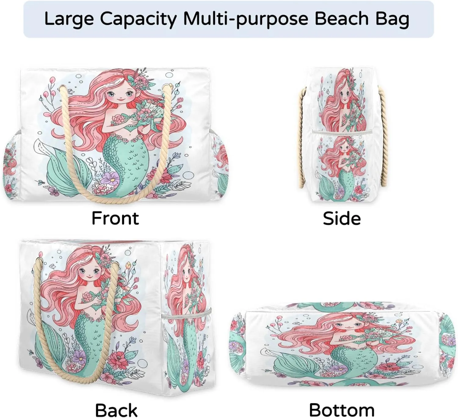 Beach Bags for Women Large Beach Tote Bag, Waterproof Sandproof Swim Pool Bag with Zipper