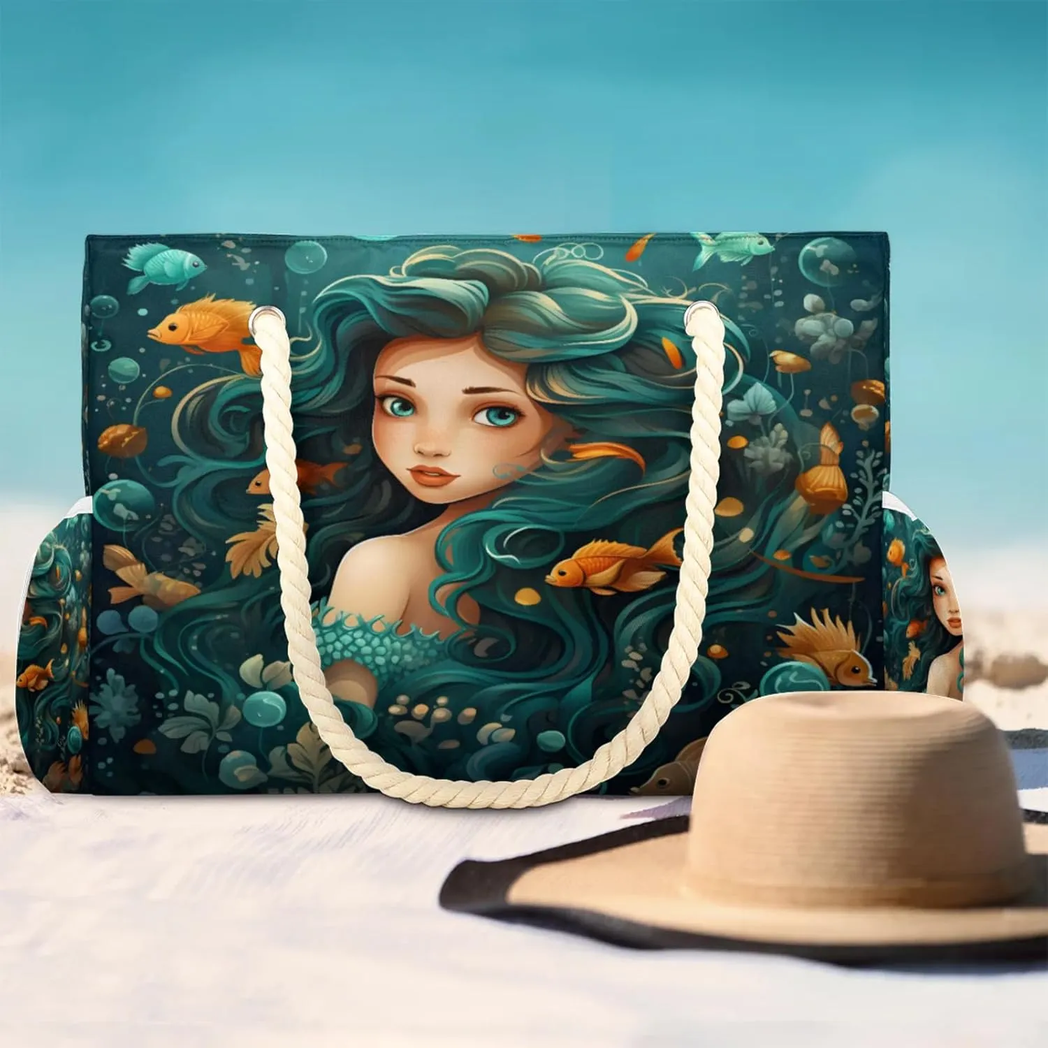 Beach Bags for Women Large Beach Tote Bag, Waterproof Sandproof Swim Pool Bag with Zipper