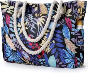 Beach Bags for Women - Large Beach Tote Bag, Women Sandproof Pool Bag for Pool Gym Grocery Travel