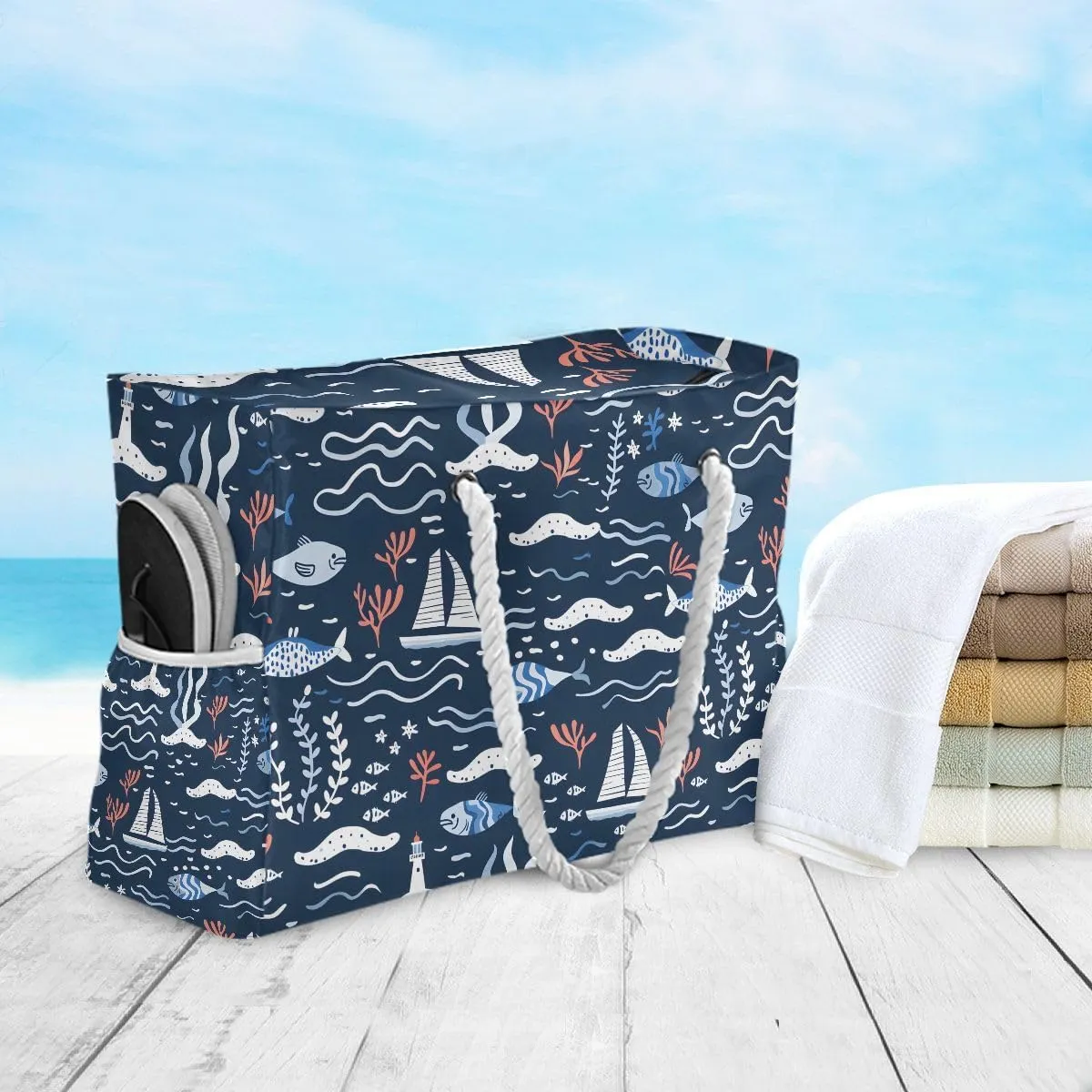 Beach Bags for Women Large Beach Tote Shoulder Bag Waterproof Sandproof for Travel Nurse