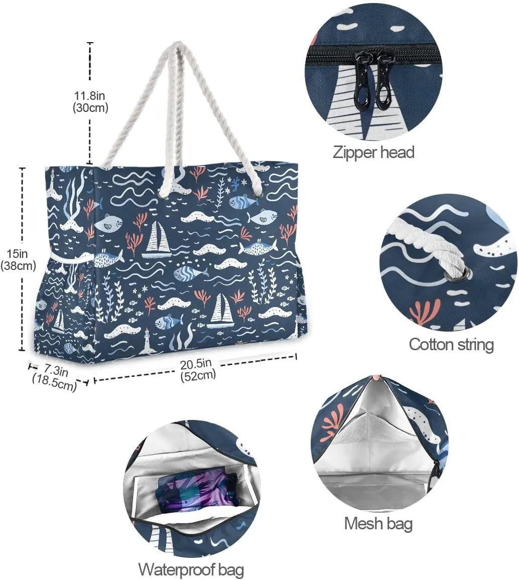 Beach Bags for Women Large Beach Tote Shoulder Bag Waterproof Sandproof for Travel Nurse