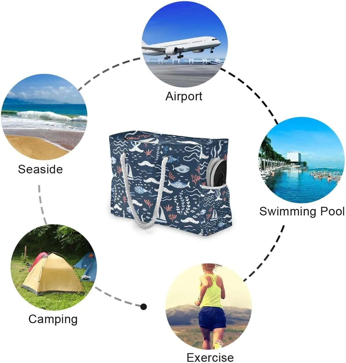 Beach Bags for Women Large Beach Tote Shoulder Bag Waterproof Sandproof for Travel Nurse