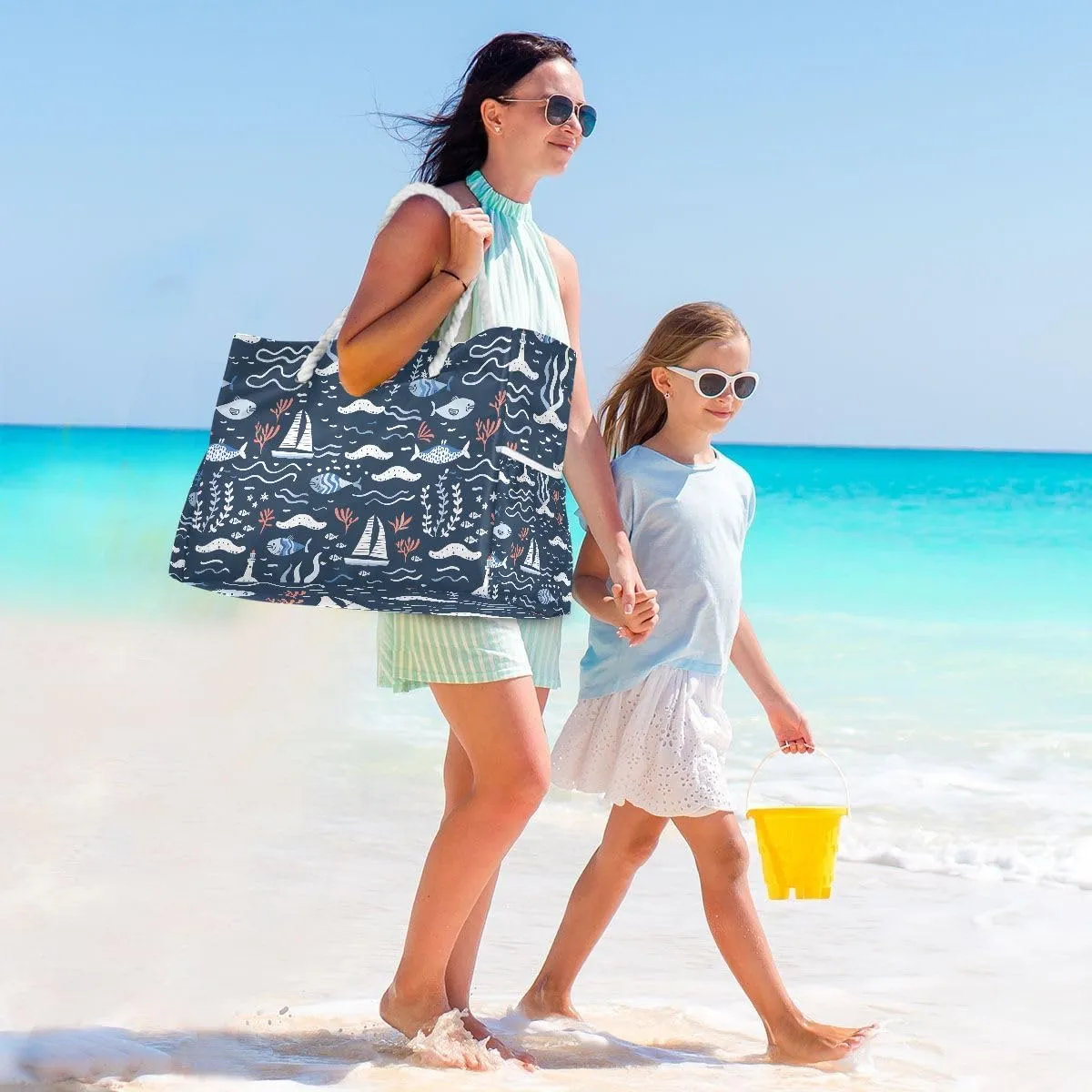 Beach Bags for Women Large Beach Tote Shoulder Bag Waterproof Sandproof for Travel Nurse