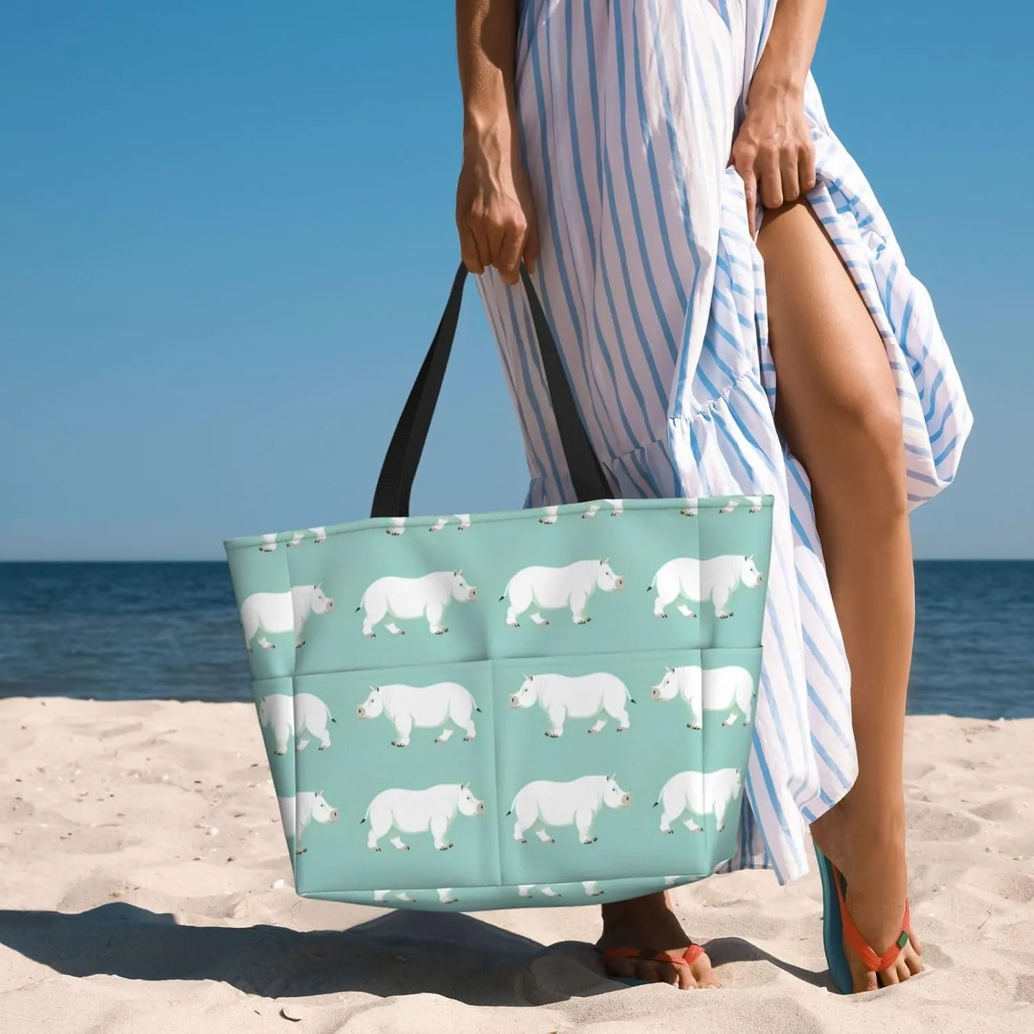 Beach Bags for Women Large Waterproof Sandproof Beach Tote Swim Pool Bag with Zipper for Travel Vacation
