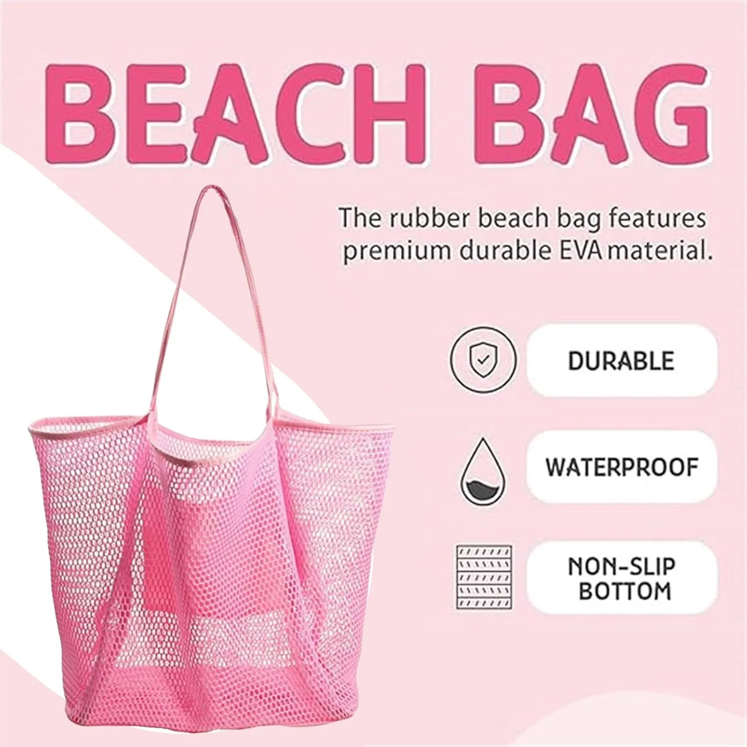 Beach Bags for Women Summer Sandproof Travel Mesh Tote Bag with Large Inner Pocket for Swimming Pools Vacations Beach