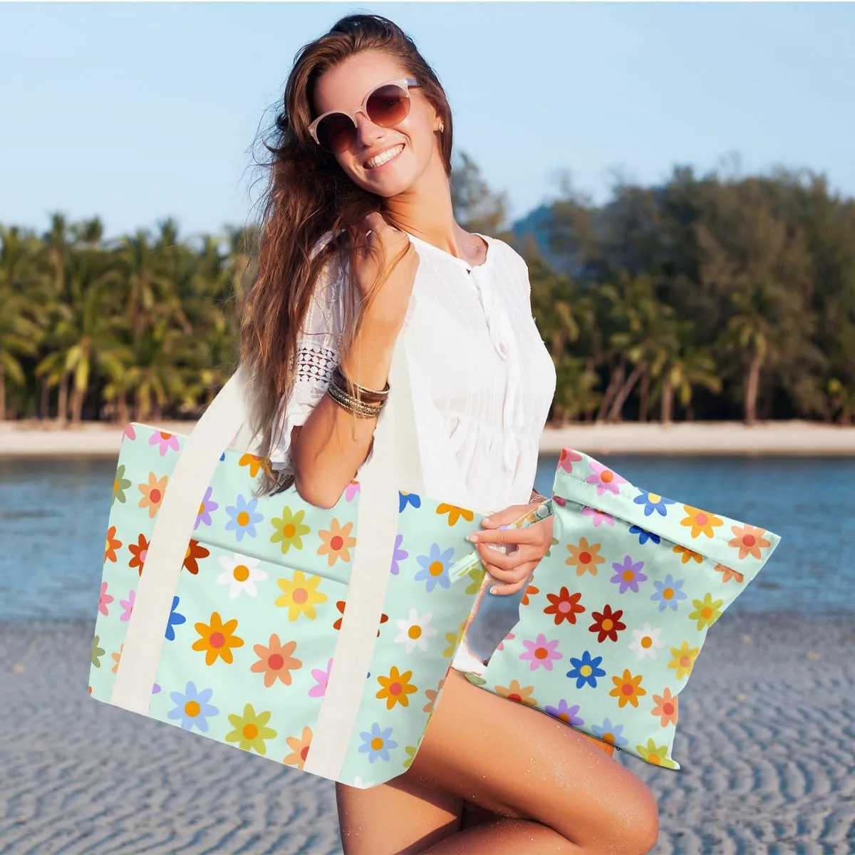 Beach Bags Wet Bag for Swimsuit Tote Bag for Friends Travel Gifts, Aloha Bags Waterproof Vacation Essential