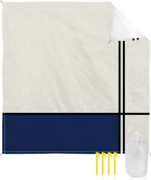 Beach Blanket, Navy Blue Geometric Sandproof Waterproof Outdoor Mat Quick Drying Beach Accessories for Vacation Holiday Picnic Camping, 79"x83" for 1-4 Adults