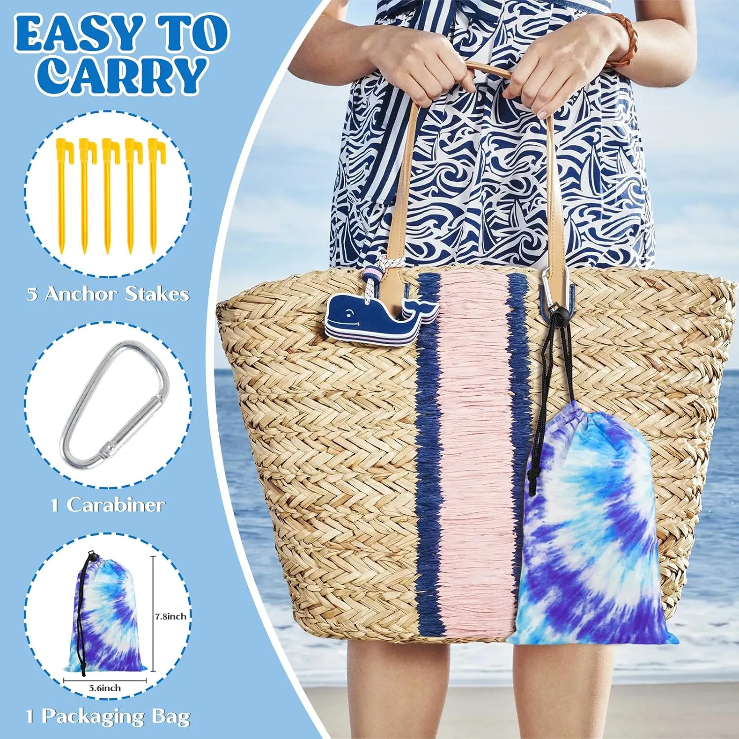 Beach Blanket Sandproof 111''*121'' Extra Large Waterproof Windproof Durable Beach Mat Sand Free Mat