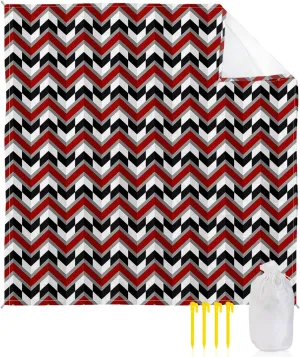 Beach Blanket Sandproof, Abstract Black Red Herringbone Pattern Waterproof Beach Mat Lightweight Quick Drying Picnic Blanket Beach Essentials for Travel Camping Hiking 118x108in
