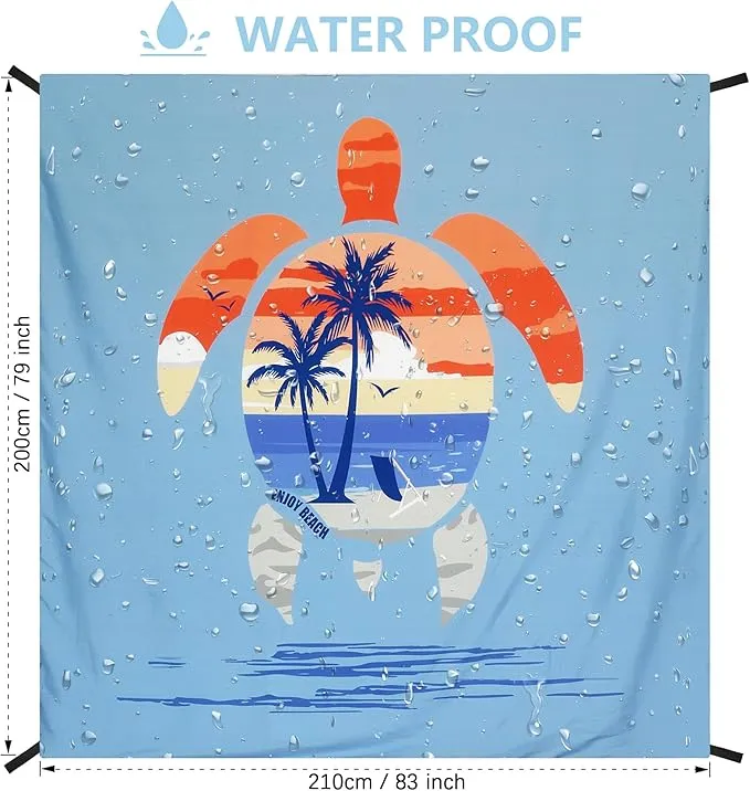 Beach Blanket Sandproof Extra Large Beach Mat Adults Waterproof Quick Drying Sand Free Mat Made by Premium Polyester with 4 Stakes & 4 Corner Pockets for Outdoor Travel Camping Hiking