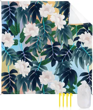 Beach Blanket Sandproof, Garden Leaf Forest Waterproof Beach Mat Lightweight Quick Drying Picnic Blanket Beach Essentials for Travel Camping Hiking 95x80in