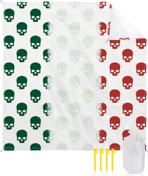 Beach Blanket Sandproof, Mexico Ethnic Mexico Flag Skull White Waterproof Beach Mat Lightweight Quick Drying Picnic Blanket Beach Essentials for Travel Camping Hiking 108x84in