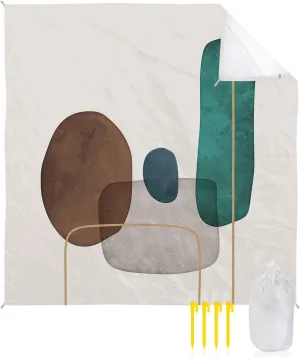 Beach Blanket Sandproof Mid Century Modern Colorful Graphic Watercolor Artwork Waterproof Beach Mat Quick Drying Picnic Blanket Beach Essentials for Travel Camping Hiking 118x108in