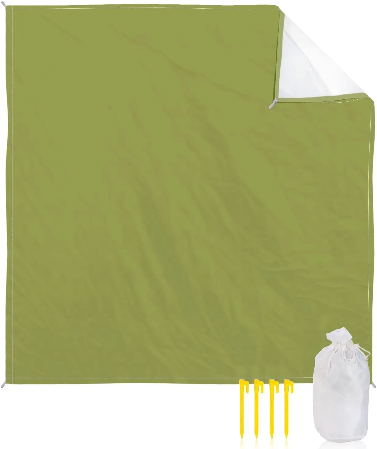 Beach Blanket Sandproof, Solid Color Olive Waterproof Beach Mat Lightweight Quick Drying Picnic Blanket Beach Essentials for Travel Camping Hiking 83x79in