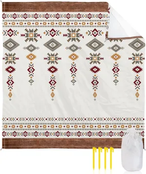 Beach Blanket Sandproof, Southwest Native American Tribal Totem Boho Waterproof Beach Mat Lightweight Quick Drying Picnic Blanket Beach Essentials for Travel Camping Hiking 83x79in