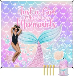Beach Blanket Sandproof - Waterproof Pink Picnic Blanket - 110”x118” Mermaid Beach Mat - Lightweight Sand Free Mat with 4 Corner Pockets & 4 Stakes - Foldable Picnic Mat for Camping & Travel