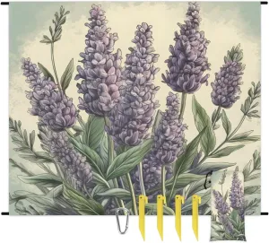 Beach Blanket, Spring Lavender Sandproof Beach Mat, Waterproof Quick Drying Sand Free Mat with 4 x Ground Spikes for Outdoor Travel Camping Hiking, Lavender 68 x 59 in