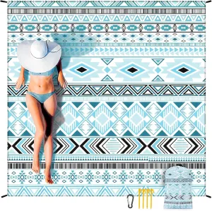 Beach Blanket Waterproof Sandproof Extra Large Beach Mat 79" X 83"/120"x108"for 1-8 Adults Quick Drying Durable Outdoor Picnic Mat for Beach Travel Camping Hiking