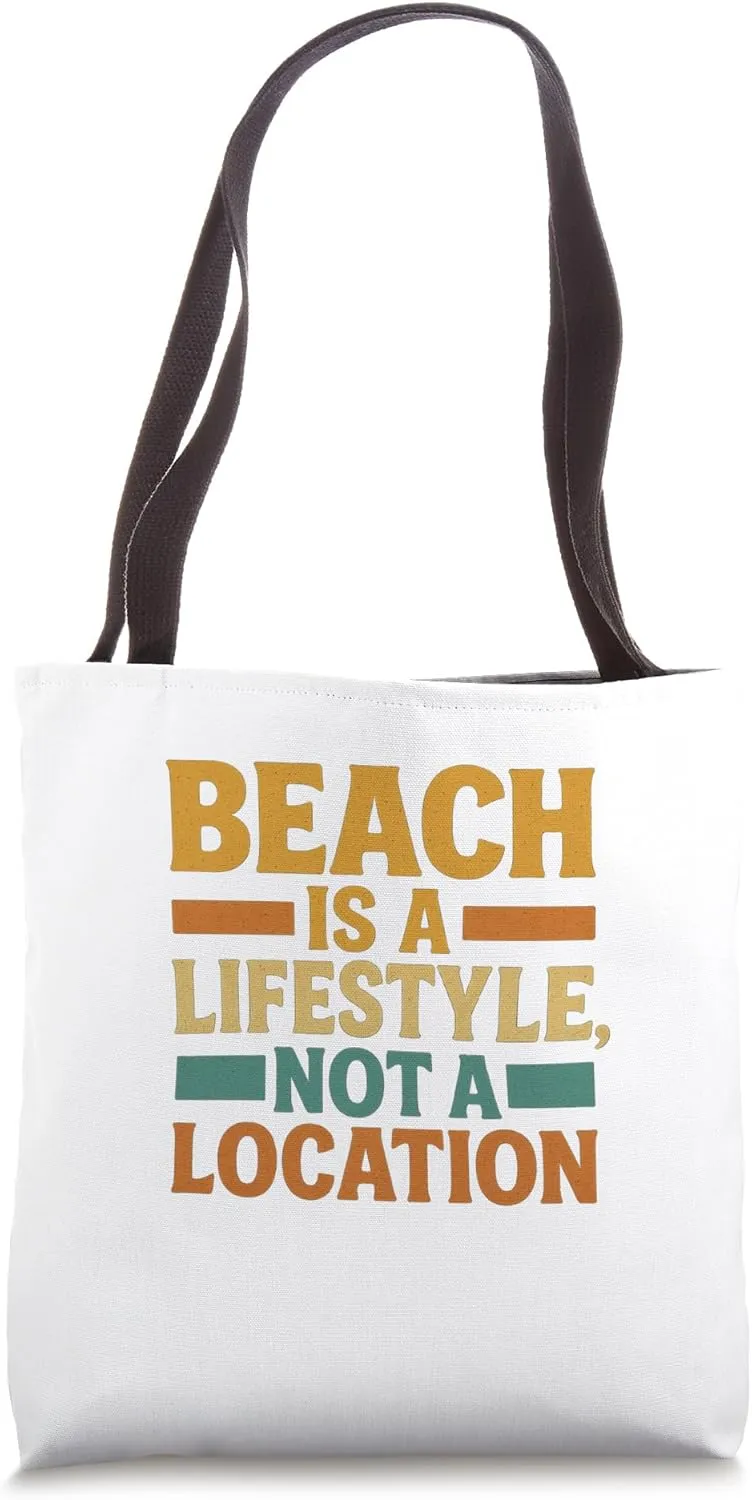 Beach Is a Lifestyle Retro Summer Statement Tote Bag