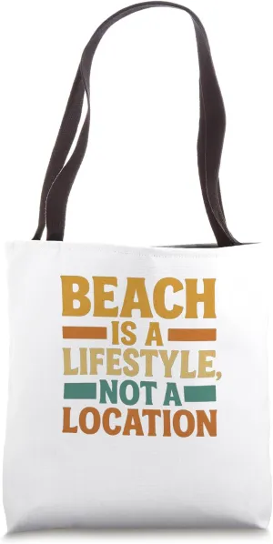 Beach Is a Lifestyle Retro Summer Statement Tote Bag