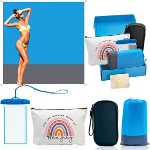 Beach Lover Gifts for Women, 4 in 1 Gifts for Beach Lovers, Beach Themed Gifts, Ocean Lover Gifts, Kit for Men Friends Including 78.7" x 82.7" Beach Blanket