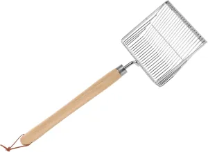 Beach Sand Sifter Tool with Extended Stainless Steel Scoop and Ergonomic Wooden Handle for Family Shell Collecting and Outdoor Summer Activities Friendly Mesh Shovel for Efficient