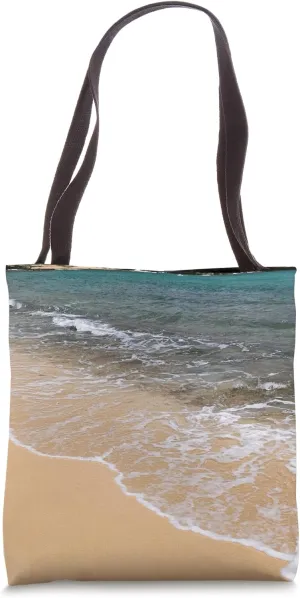Beach Scene Tropical Waves Sand Clouds Relaxing Coastal Tote Bag