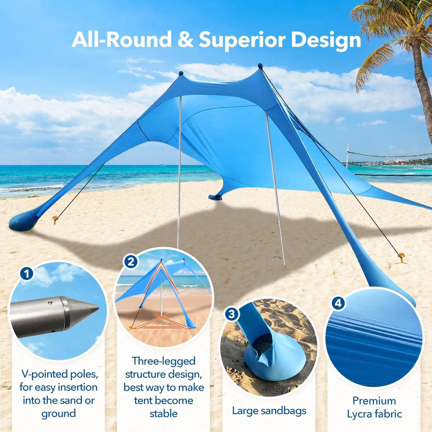 Beach Shade Canopy with Beach Blanket Phone Case Sun Shelter Umbrella with UPF50  Protection Portable 7X7Ft Camping Tents for Beach Outdoor Camping Backyard Picnics Easy to Set Up for Outdoor Camping