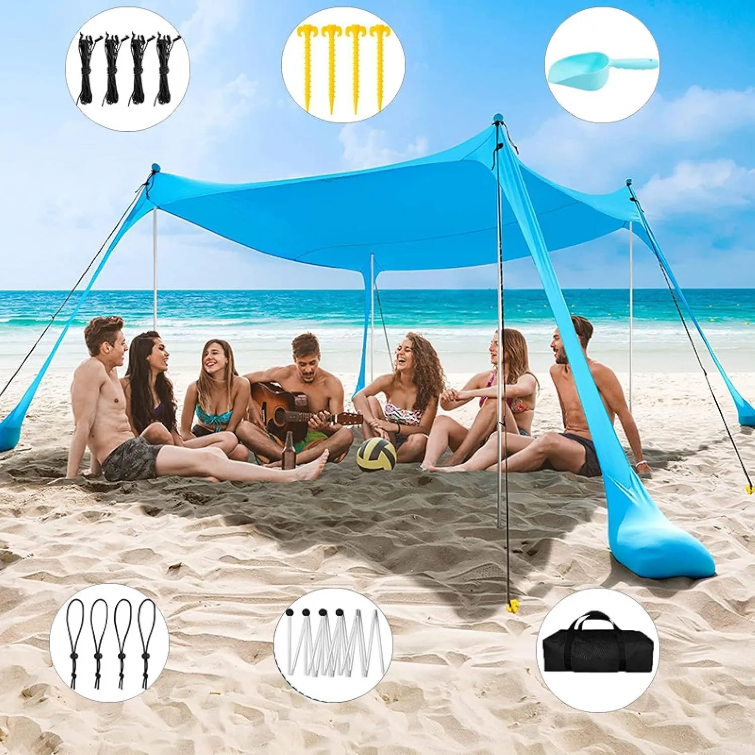 Beach Tent, Shade, Sun Protection, Outdoor Seaside Camping, Fishing, Canopy Camping Tent