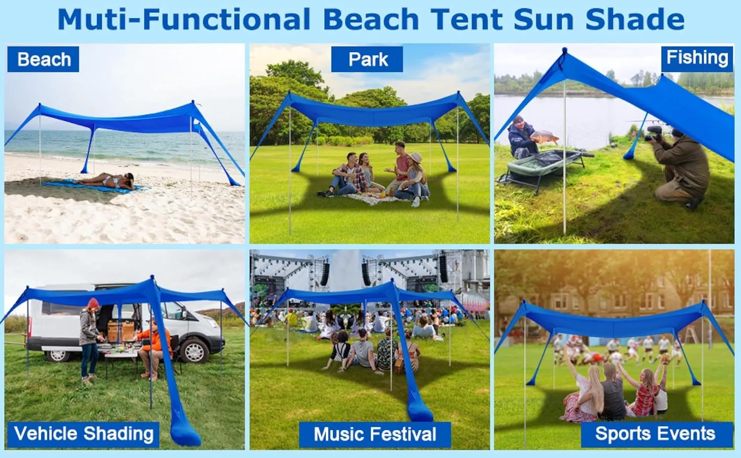 Beach Tent, Shade, Sun Protection, Outdoor Seaside Camping, Fishing, Canopy Camping Tent