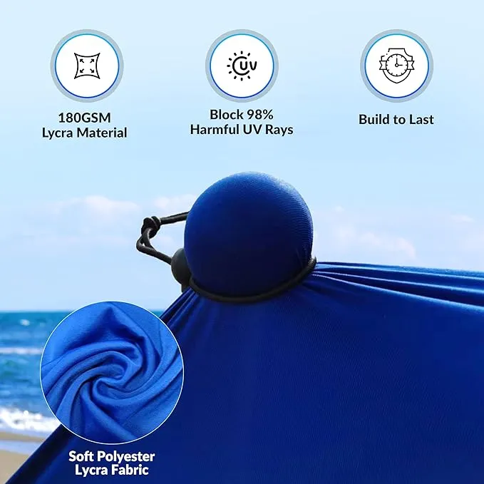 Beach Tent Sun Shelter - UPF50 Beach Canopy Portable Sun Shelter 4 Aluminum Poles, Ground Pegs, Sand Bags, Wind Ropes, Shovel, Bag - Camping, Picnic, Fishing, Backyard 10x10FT (Bicolor)