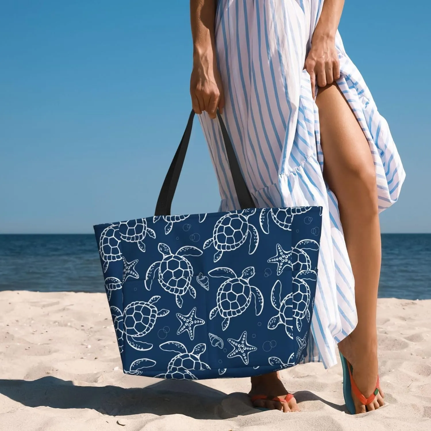 Beach Tote Bag for Women Beach Bag Waterproof and Sandproof Tote Bag with Wet Bag Large Travel Bag for Weekend Travel