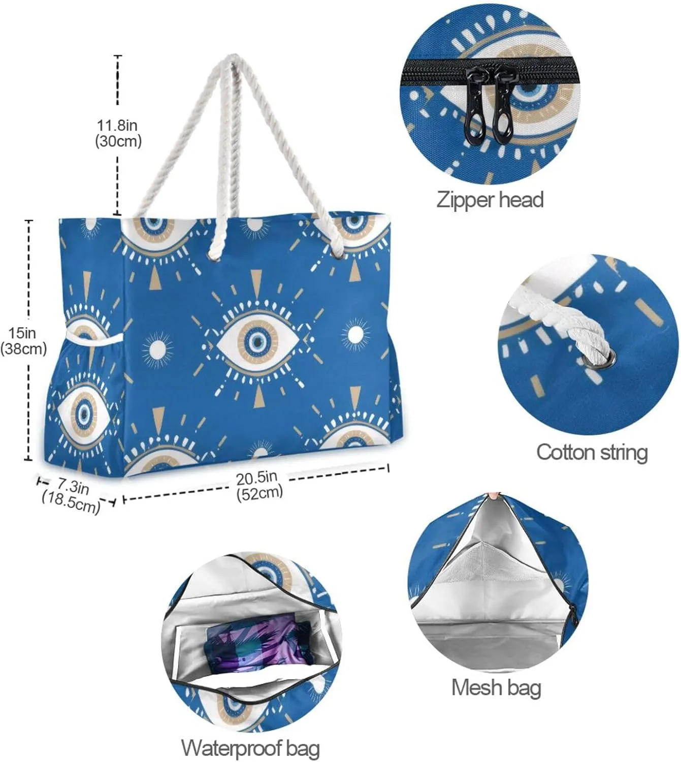 Beach Tote Bag for Women Large Pool Bags Carry On Bag With Wet Compartment for Beach Travel with Pocket Zipper