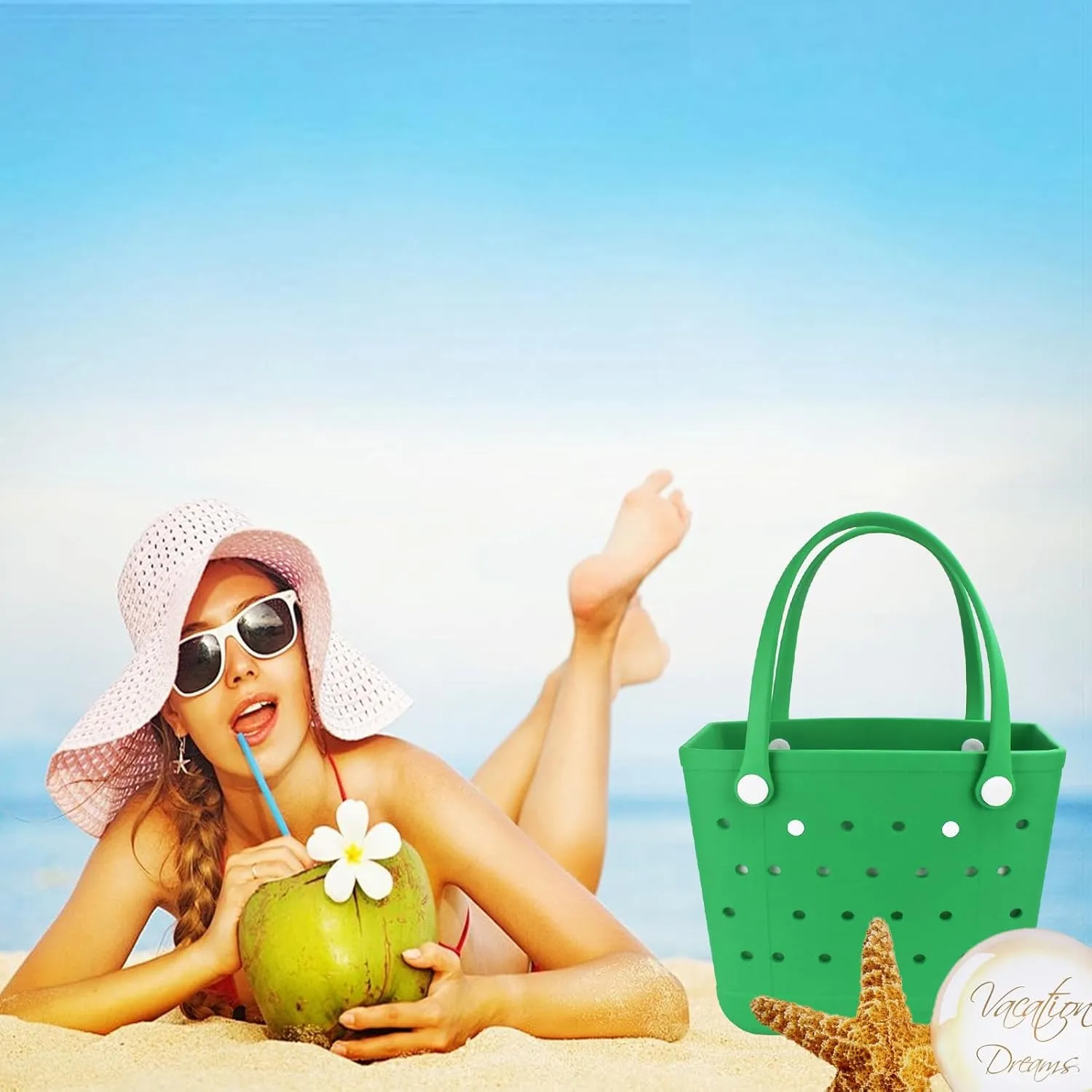 Beach Tote Bag, Original Large Rubber Beach Bag for Women, Pool Bag