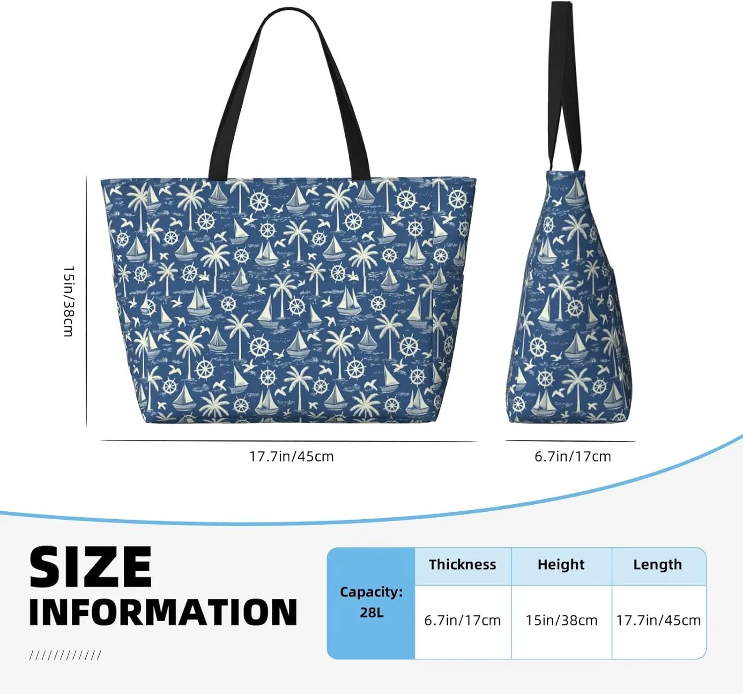 Beach Tote Pool Bag for Women Waterproof and Sand-proof Large Capacity with Zippers for Travel Vacation Gym