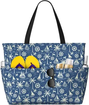 Beach Tote Pool Bag for Women Waterproof and Sand-proof Large Capacity with Zippers for Travel Vacation Gym