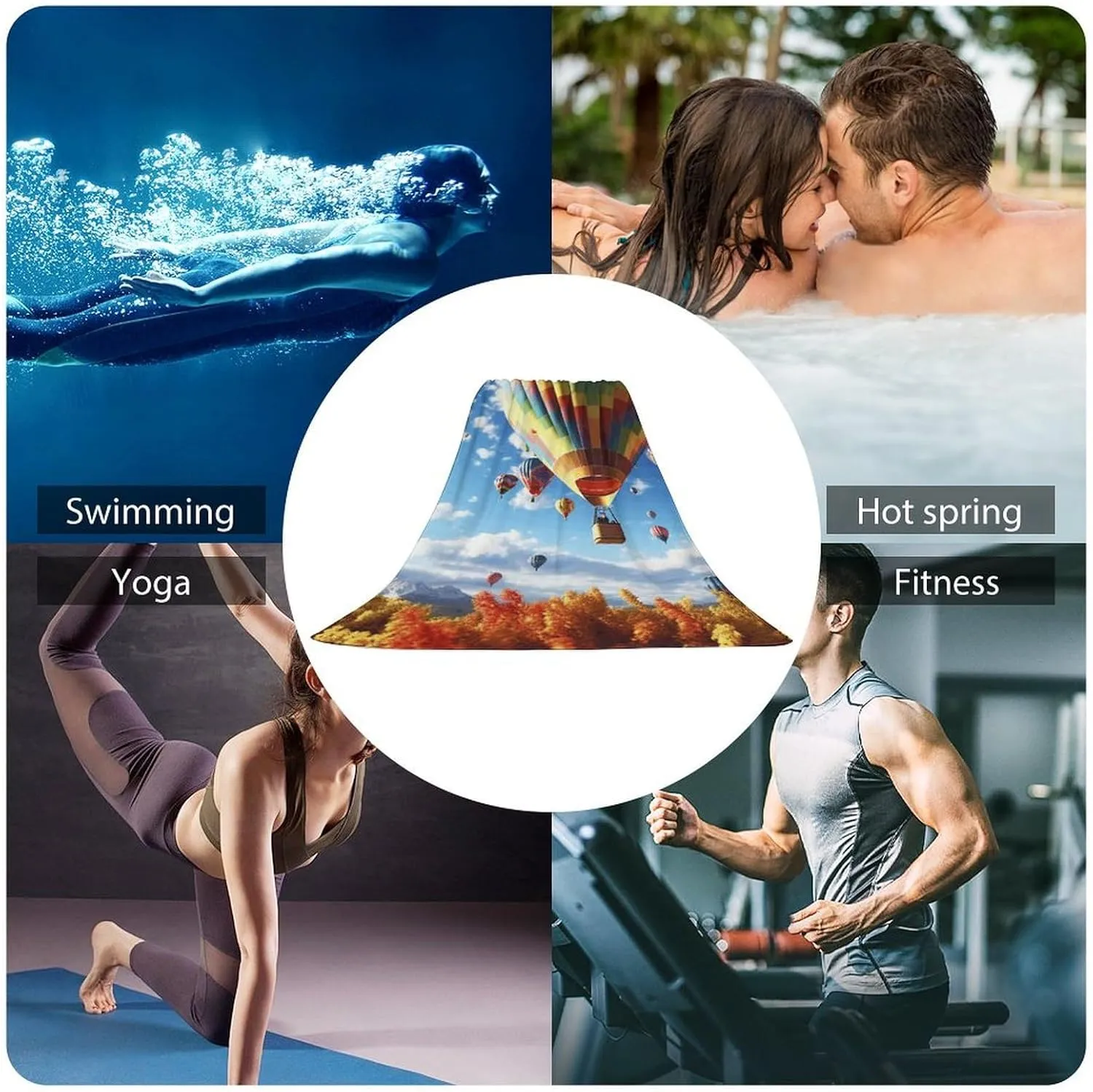 Beach Towel Colorful Hot Air Balloon Microfiber Bath Towels Quick Dry Towel for Swimmers Sand Proof Beach Towels Absorbent Bathroom Towel for Hotel Gym Spa Yoga Bath Towel 27.6"x55.1"