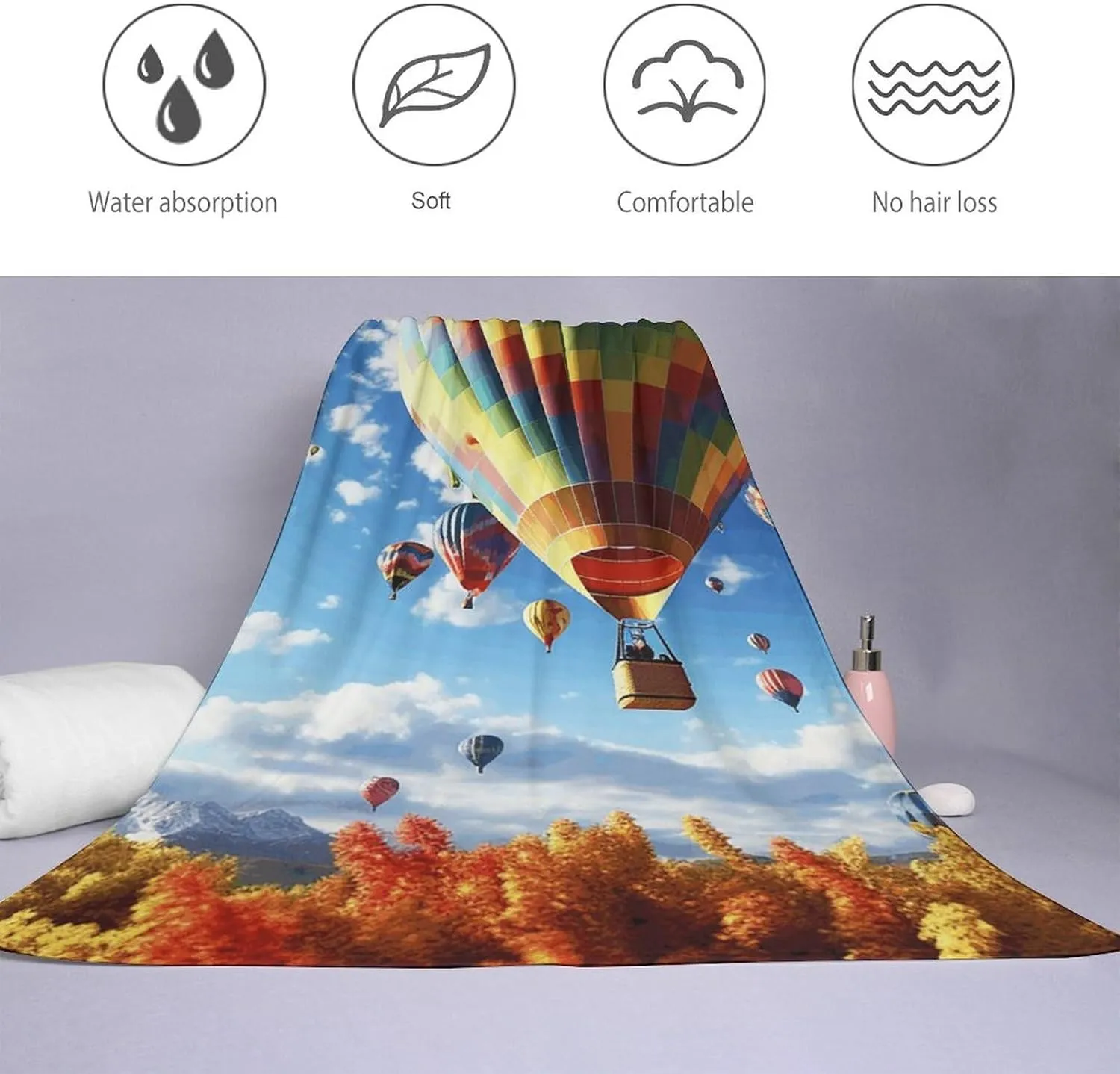 Beach Towel Colorful Hot Air Balloon Microfiber Bath Towels Quick Dry Towel for Swimmers Sand Proof Beach Towels Absorbent Bathroom Towel for Hotel Gym Spa Yoga Bath Towel 27.6"x55.1"