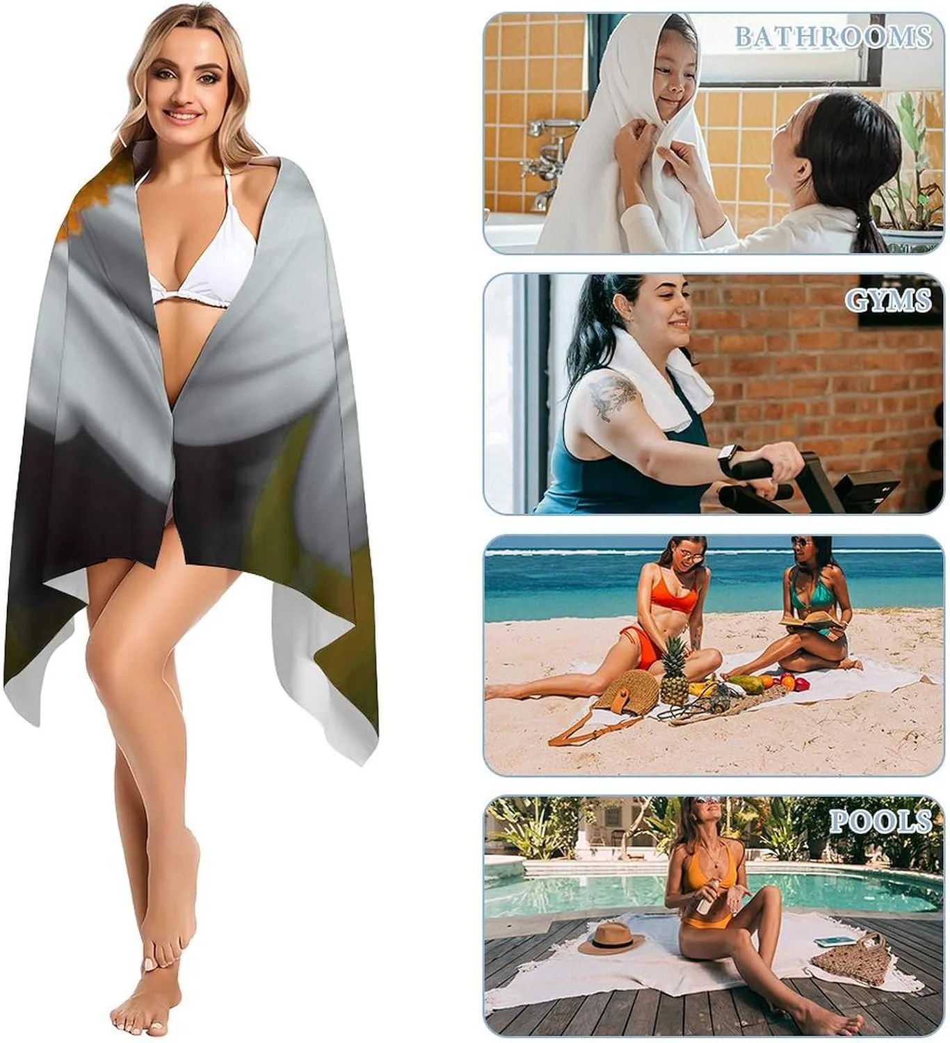 Beach Towel Ladybug Daisy Microfiber Bath Towels Quick Dry Towel for Swimmers Sand Proof Beach Towels Absorbent Bathroom Towel for Hotel Gym Spa Yoga Bath Towel 31.5"x63"