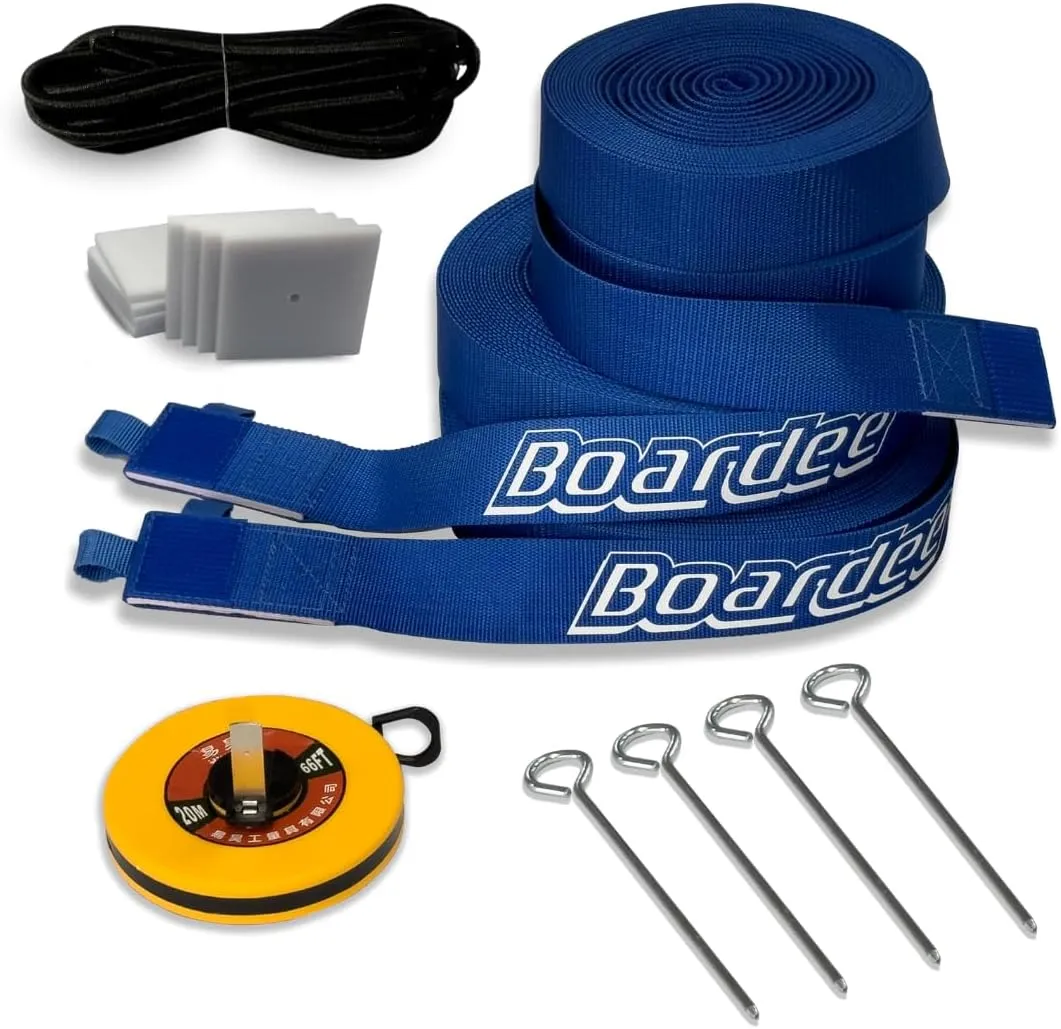 Beach Volleyball Court Lines by Boardee, Adjustable & Portable for Sand & Grass - Free Bag and Tape Measure 2 in x (26.3'x52.6') Hook & Loop Lines Durable Official Weather Resistant