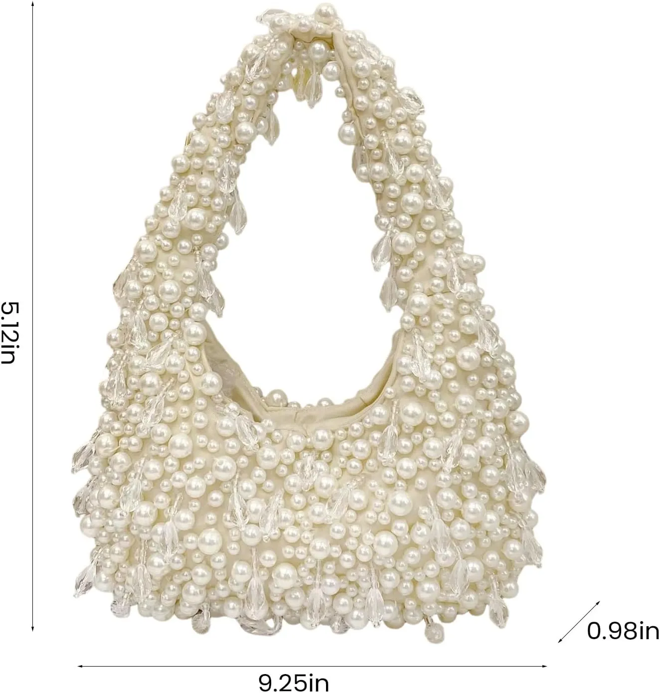 Beaded Pearl Shoulder Bags for Women White Purse Summer Beaded Bag Handmade Hobo Handbag Evening Purse