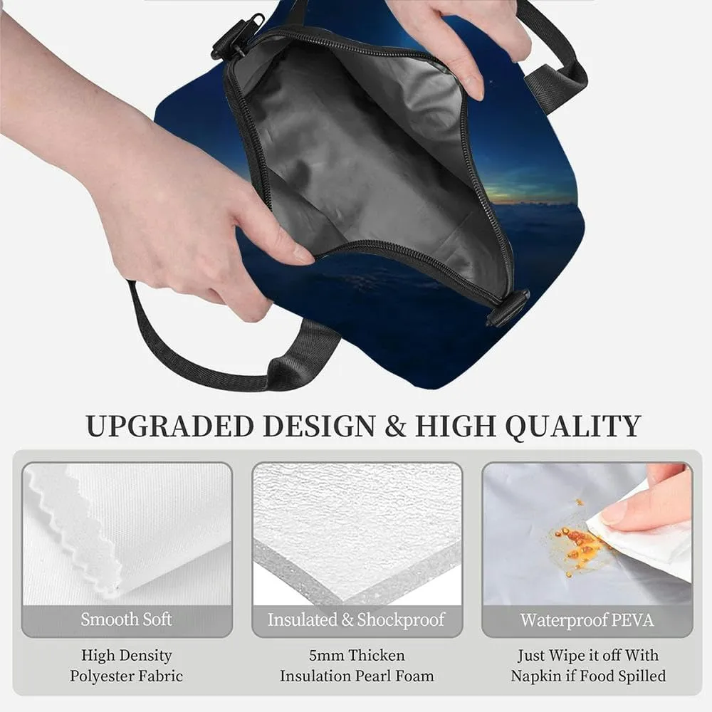 beautiful dark blue sky milky way and stars at sunset hdri panorama Insulated Adult Lunch Bag with Shoulder Strap for Women Lightweight Reusable Portable Freezable Lunch Tote Bag for Work Picnic