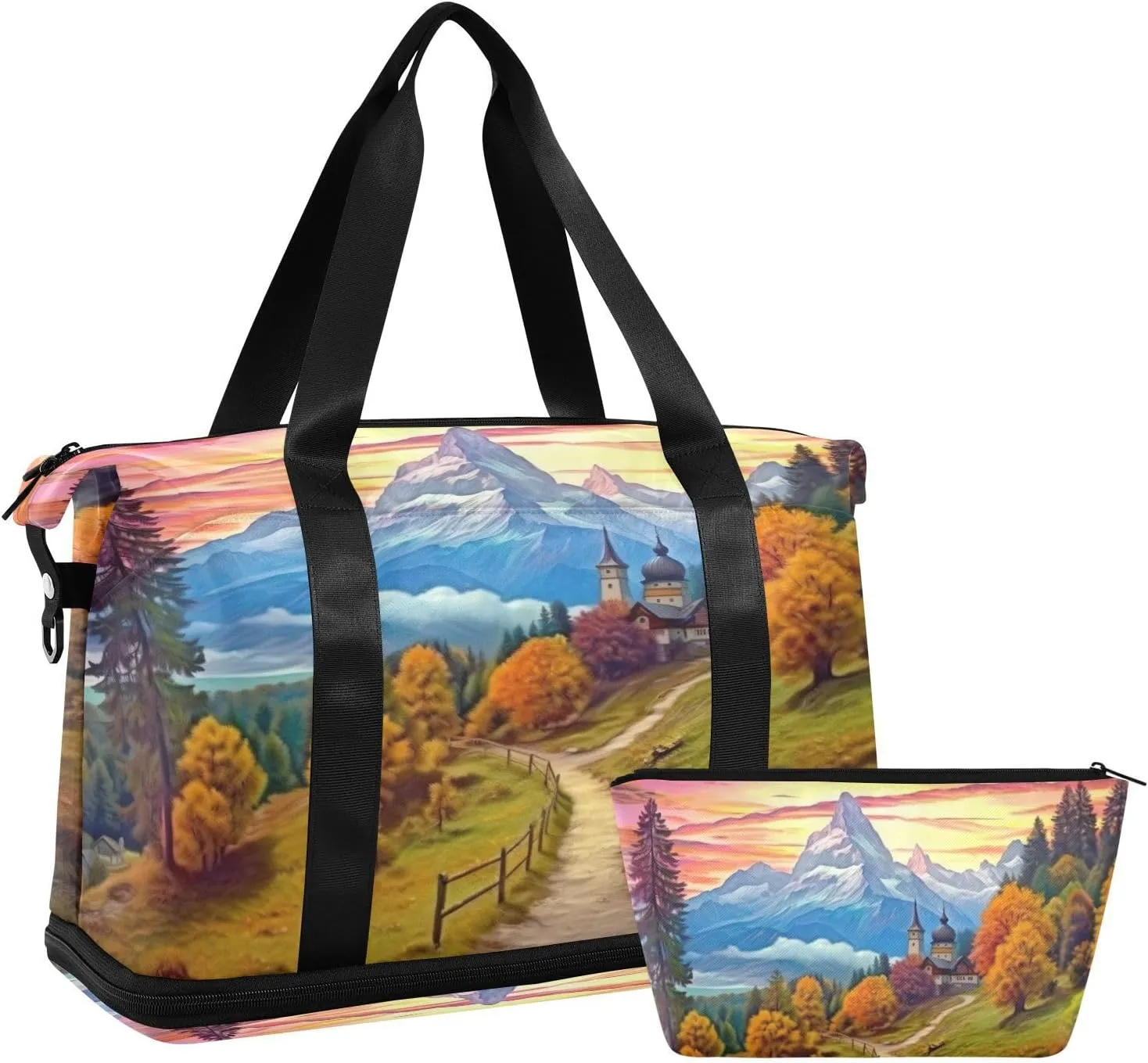 Beautiful Path Gym Bag - Weekender Overnight Bags for Women Men, Sport Travel Duffel Bag with Wet Pocket & Shoe Compartment