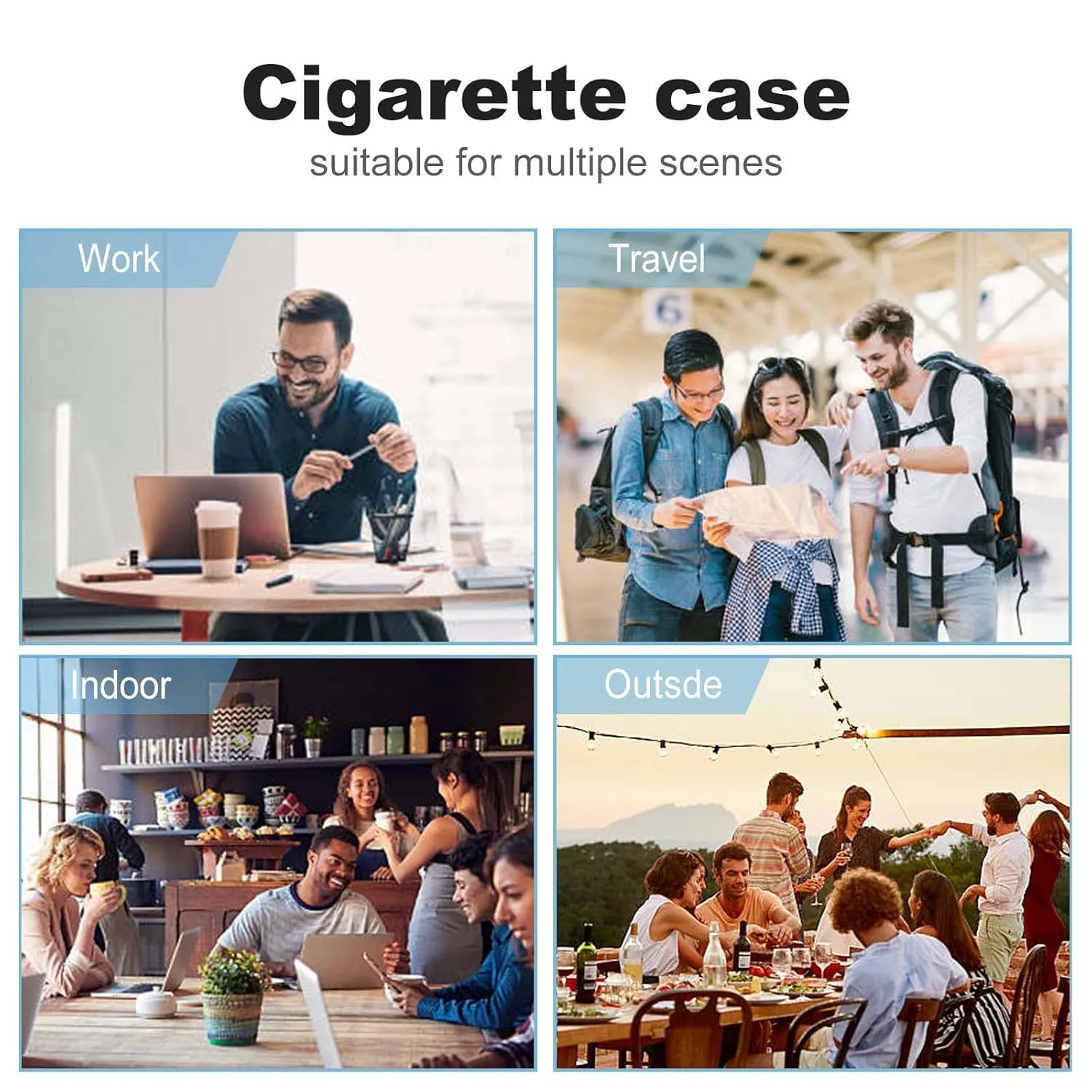 Beautiful Venice Canal View Cigarette Case Waterproof Crush-Proof Cigarette Holder Case Compact Travel Cigar Holder for 20 Cigarettes, Durable Scratch-Resistant Design for Men & Women